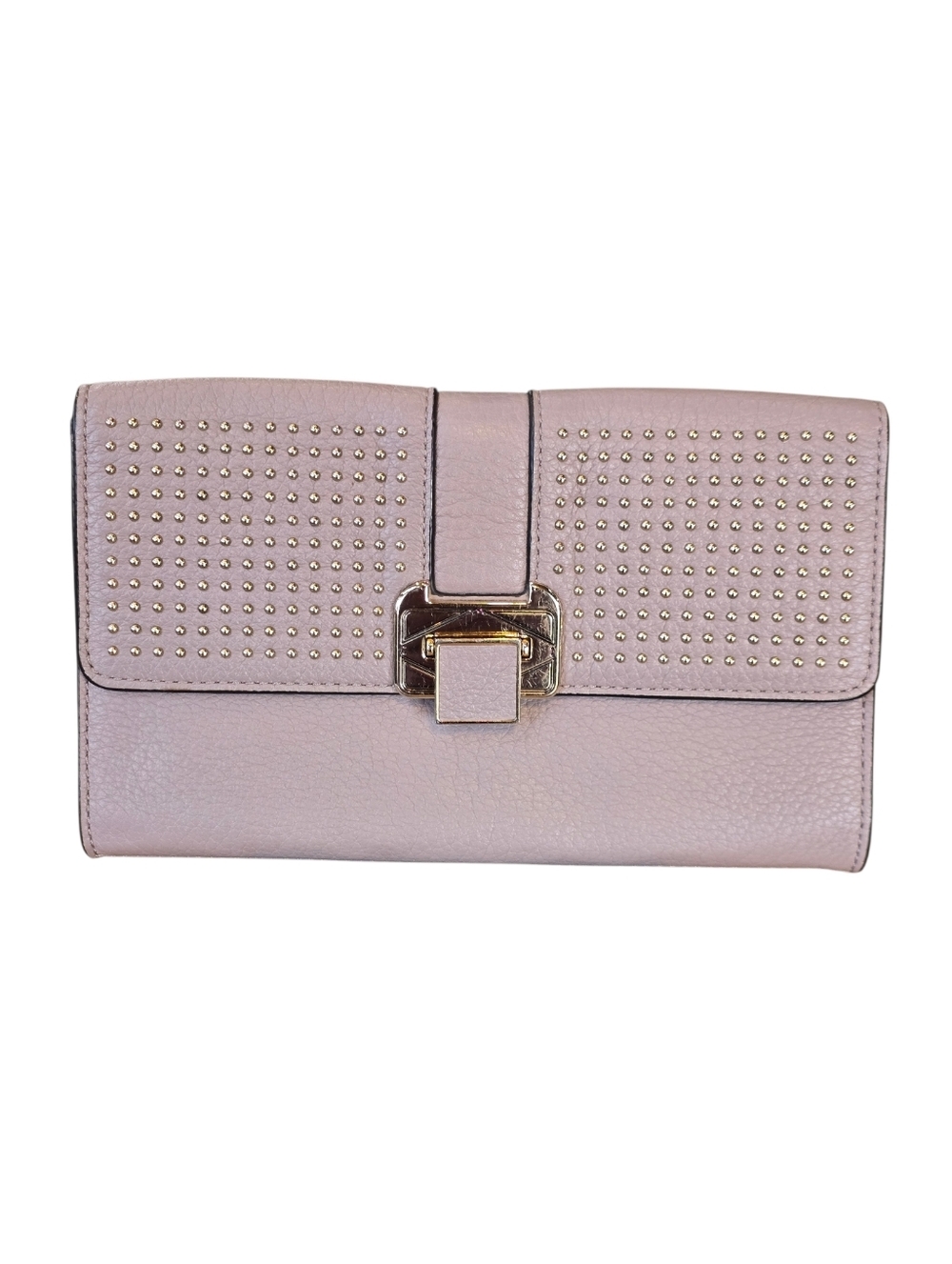 Rebecca Minkoff Cocoa Lavender Silvertone Studded Leather Clutch Wallet